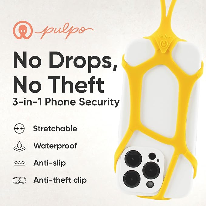 Pulpo Safety Cell Phone Lanyard Yellow Fits Smartphones 6.1" to 6.8” - Image 2