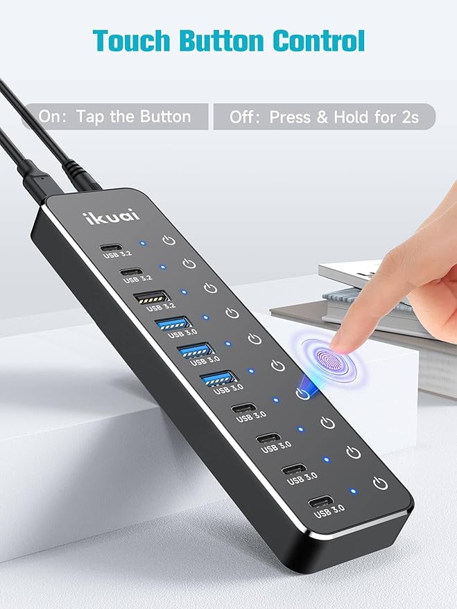 Powered USB Hub, ikuai 10-Port USB 3.2 / USB C Hub, - Image 5