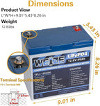 WEIZE 12V 50Ah Lithium LiFePO4 Battery, Grade A Cells Built in BMS, 8000+ Deep - Image 2