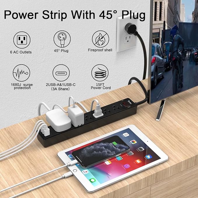 15Ft Power Strip Surge Protector - Image 2