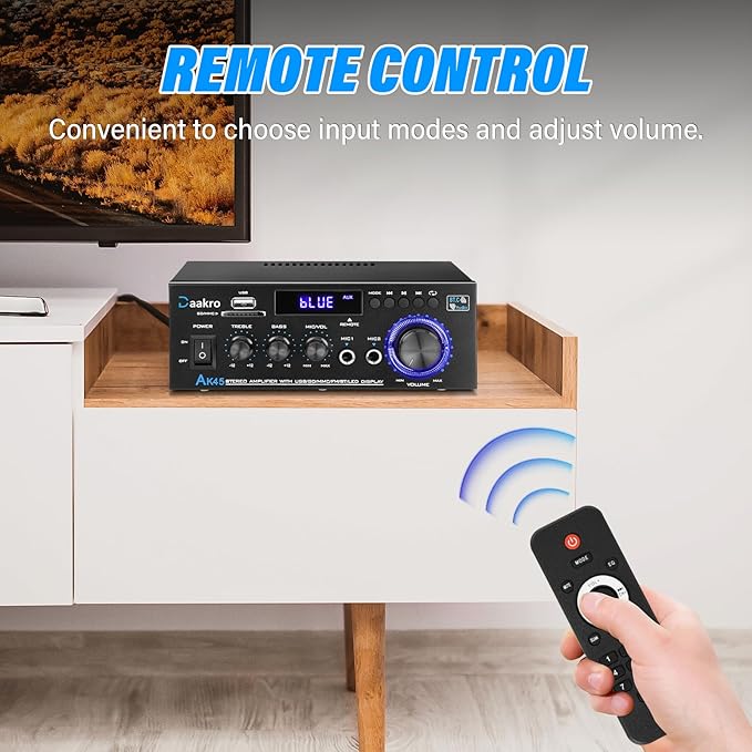 Daakro AK45 Stereo Audio Amplifier, 300W Home 2 Channel Wireless Bluetooth 5.0 - Image 5