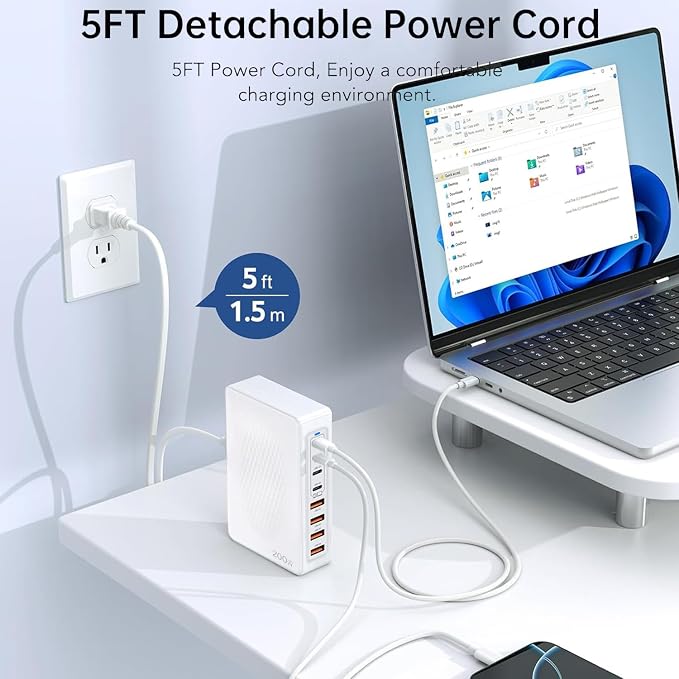 USB C Charger Block Charging Station - 200W Fast GaN 8-Port Multiple USB - Image 8