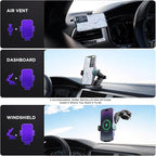 Wireless Car Charger, 【7 Colored LED Backlit】 15W Auto Clamping Phone Mount - Image 6