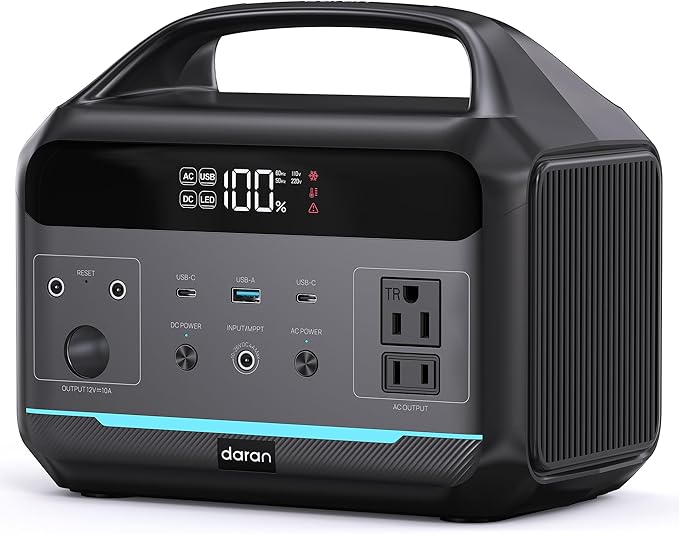 Portable Power Station 500W, 299Wh LiFePO4 Power Bank by DARAN