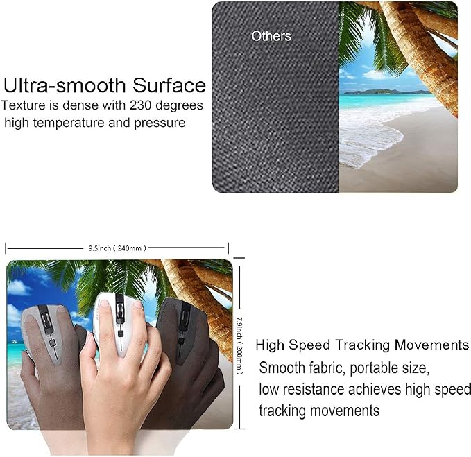 Beach Mouse Pad, Coconut Trees Design Mouse Pad, Nature Mousepads, Custom - Image 3