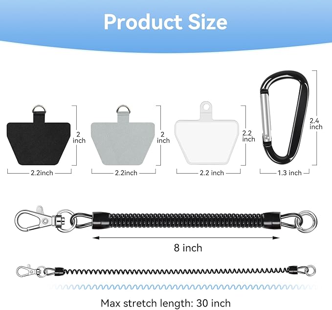 SHANSHUI Phone Tether Lanyard, Strong Spring Rope Climbing Hook, 4x Phone - Image 8