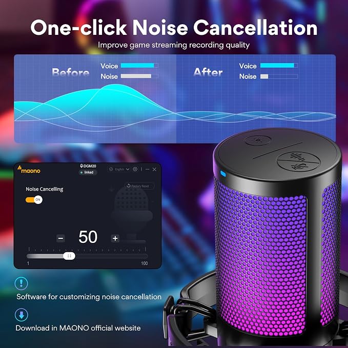 MAONO USB Gaming Microphone for PC, Noise Cancellation Condenser Mic - Image 2