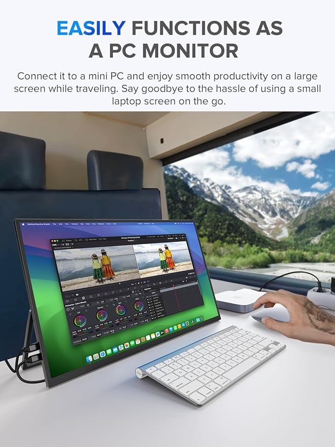 UPERFECT 22" QLED 2K Portable Monitor w/VESA & 180° Adjustable Stand, 2560×1440 - Image 3