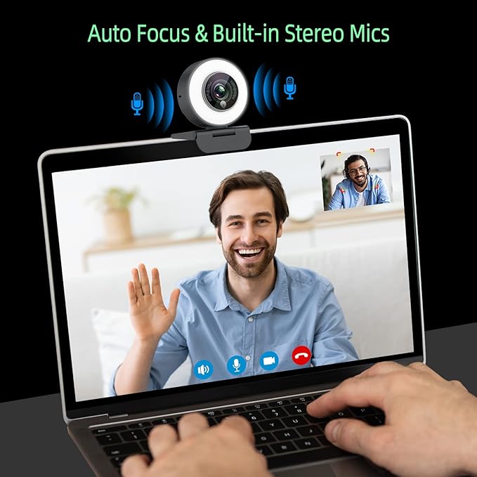 Angetube 1080p Webcam with Ring Light - Image 8