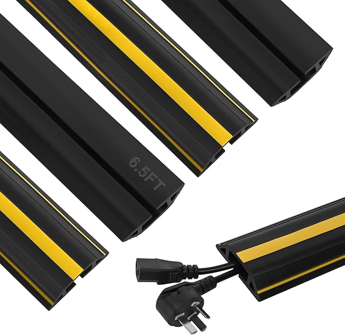 Floor Cord Cover 6.5Ft 2Pcs Heavy Duty PVC Floor Cable Protector Electric Cord by Kikerike