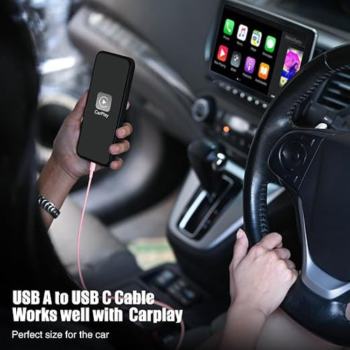 3-Pack Pink USB A to USB C Cable，USB to USB C Car Carplay Cable - Image 2