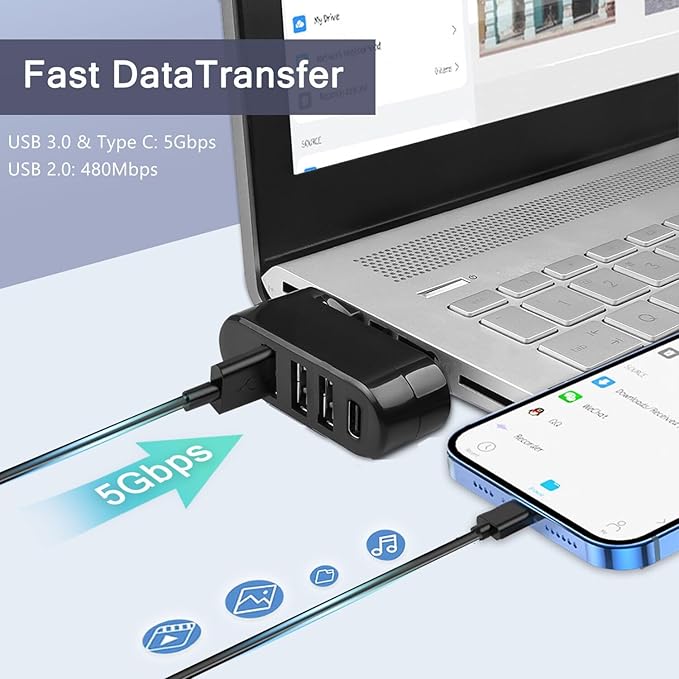 VIENON 4-Port USB C Hub, USB C Adapter Splitter, USB Extender - Image 5