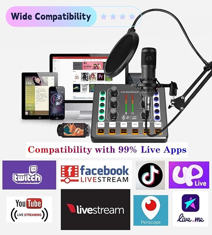 Podcast Equipment Bundle, BM-800 Podcast Microphone Bundle-Voice Changer - Image 7