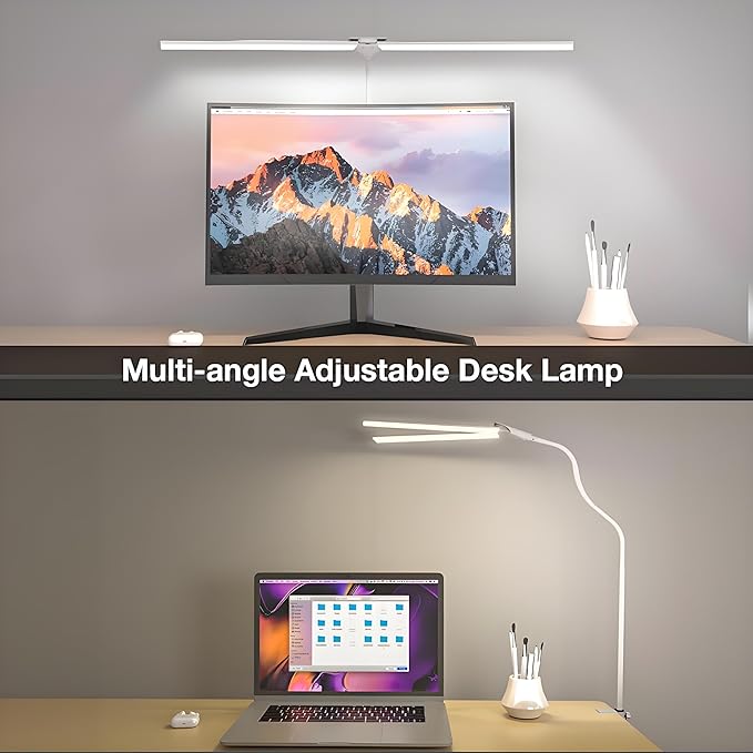 Hensam LED Desk Lamp with Clamp, Double Head Desk Light - Image 3