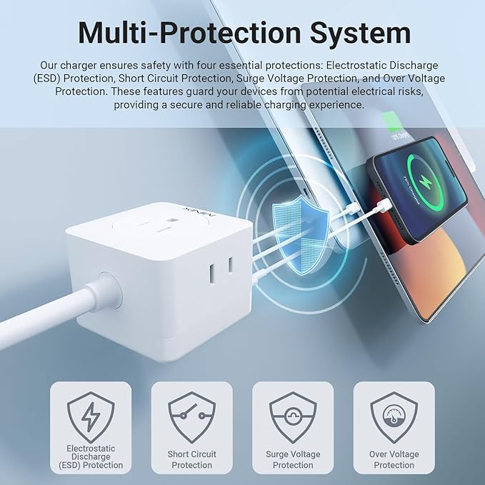 MINIX 67W USB C Charger with 3 Outlets, Gan 3-Port Compact Cube Fast Power - Image 5