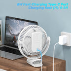 12000mAh Clip on Fan 30H Longest Runtime, 8in Portable Fan Rechargeable - Image 3