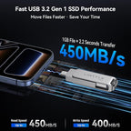 128GB External SSD Solid State Flash Drive, USB 3.2 Gen1, Dual Type-C & USB A - Image 4