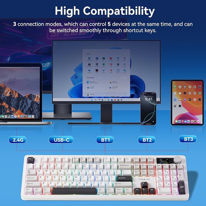 AULA F106PRO Wireless Keyboard, Full Size Mechanical Keyboard - Image 7