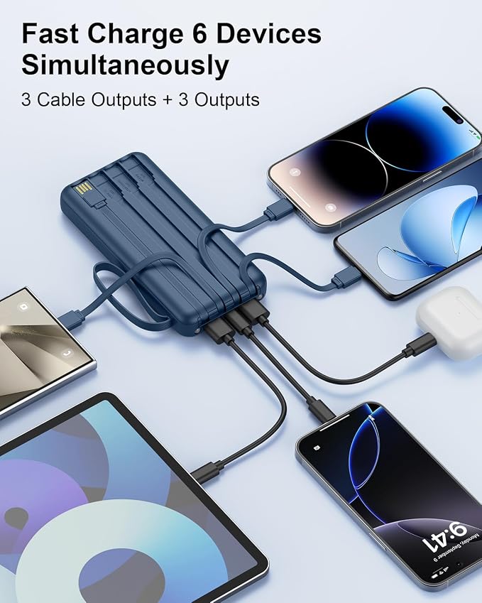 Portable Charger with Built in Cables, Slim 10000mAh Fast Charging 22.5W Power - Image 5