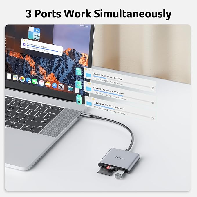 Acer SD Card Reader USB C, 3 in 1 Memory Card Reader - Image 3