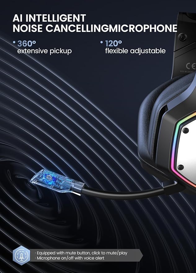 EKSA Wireless Gaming Headset, 2.4GHz USB Gaming Headphones - Image 4