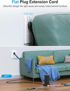 Power Strip Tower with Multiple Outlets, Flat Plug Surge Protector Tower - Image 4