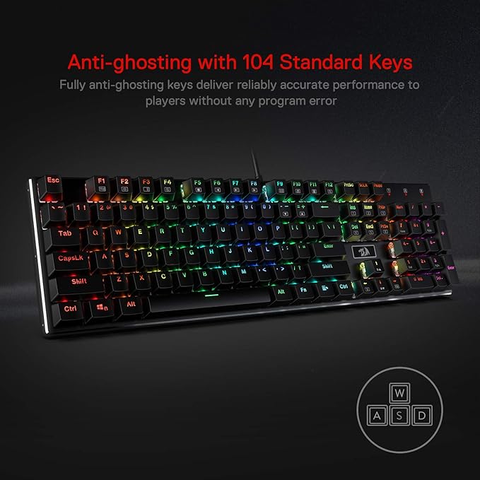Redragon K556 RGB LED Backlit Wired Mechanical Gaming Keyboard, 104 Keys - Image 2