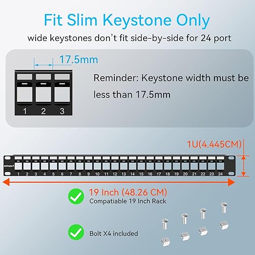 24 Port Blank Keystone Patch Panel - Image 3