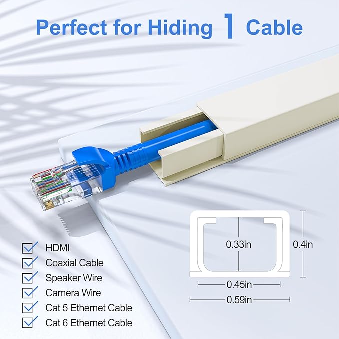 Yecaye Beige Cord Hider, One-Cord Channel Cord Cover on Wall, Cable Management - Image 2