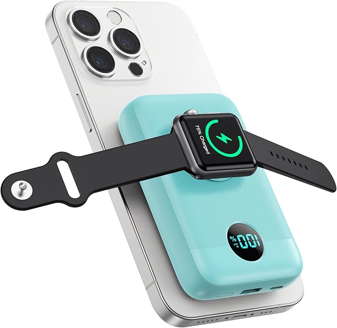 Magnetic Portable Charger 10800mAh, 4-in-1 Wireless Power Bank by Pxwaxpy