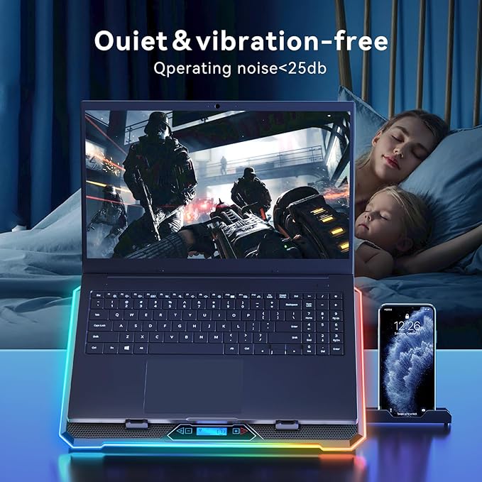 Gaming Laptop Cooler with 13 Ultra Quiet Fans, LCD Screen and Multi Color RGB - Image 5