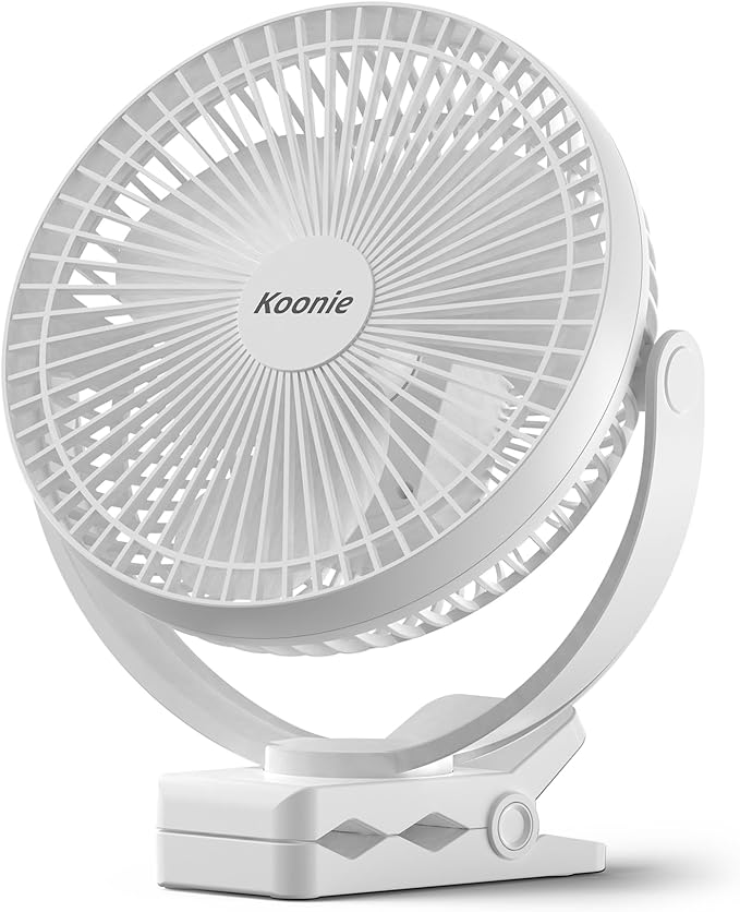 Koonie Portable Clip on Fan, 8-Inch 10000mAh USB Rechargeable Battery Operated by Koonie