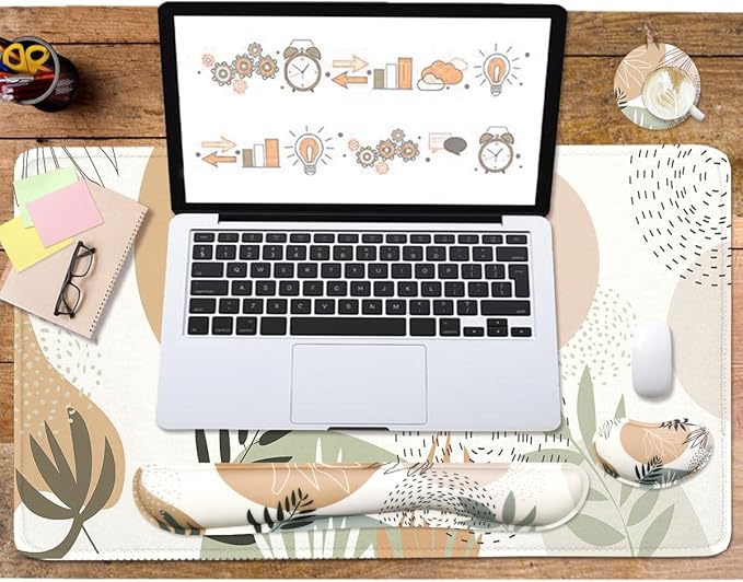 Keyboard Mouse Pad Set, Extended Mouse Pad+Keyboard Wrist Rest Support - Image 6