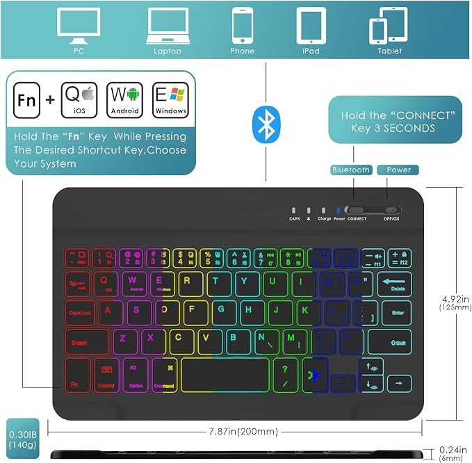 DETUOSI Backlit Keyboard Case for Samsung Galaxy Tab A7 Lite 8.7" 2021 - Image 3