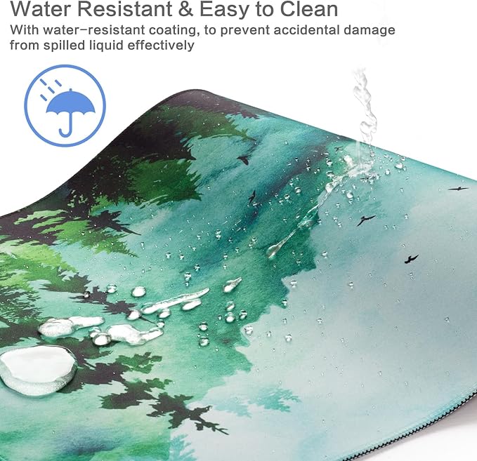 Lokigo Green Forest Mouse Pad, Waterproof Extended Large Gaming Mousepad - Image 5