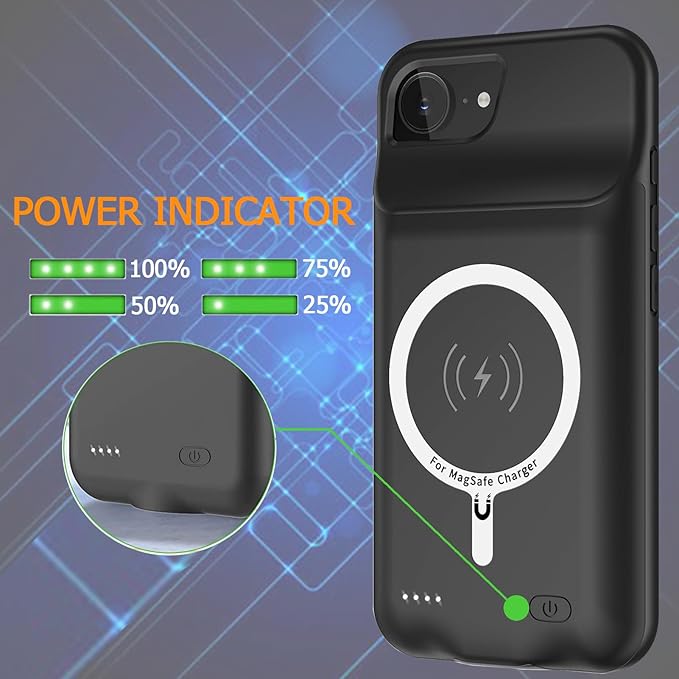 Battery Case for iPhone 16e, Upgraded 10800mAh Rechargeable Portable Extended - Image 4