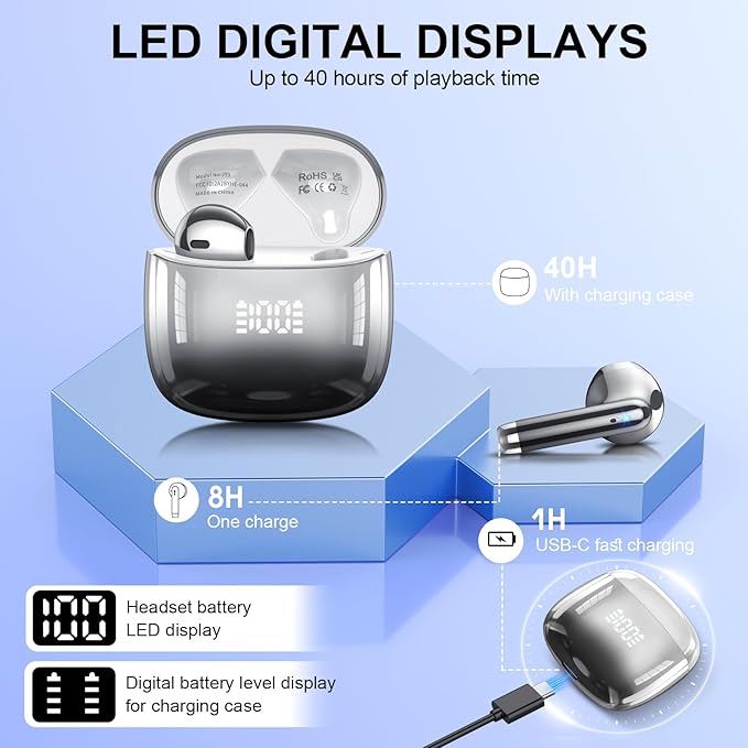 Wireless Earbuds, IPX7 Waterproof Bluetooth 5.4 Earphones in-Ear Earbuds - Image 4