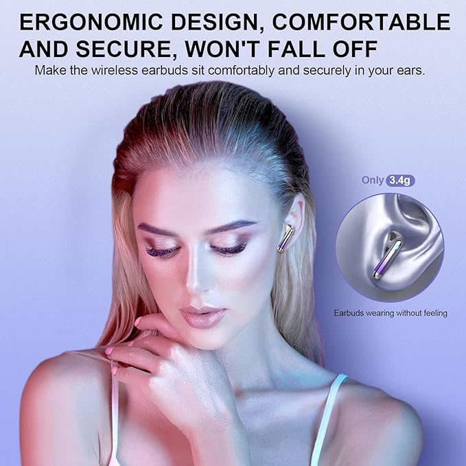 Wireless Earbuds, IPX7 Waterproof Bluetooth 5.4 Earphones in-Ear Earbuds - Image 3