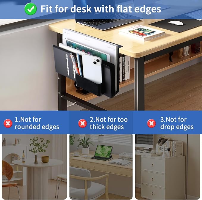LUKETURE Laptop Holder, Steel Desk Side Storage, No Drill Standing Desk - Image 4