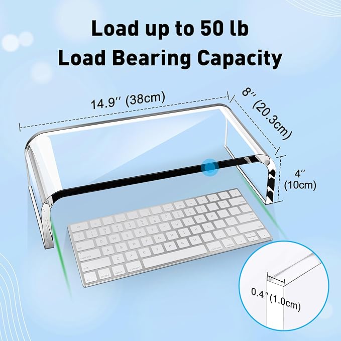 AboveTEK Acrylic Monitor Stand – Clear Monitor Riser & Computer Desk Stand - Image 2
