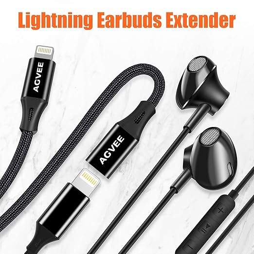 AGVEE 2 Pack 6.6ft Lightning Extension Cable, Braided Female to Male Extender - Image 4