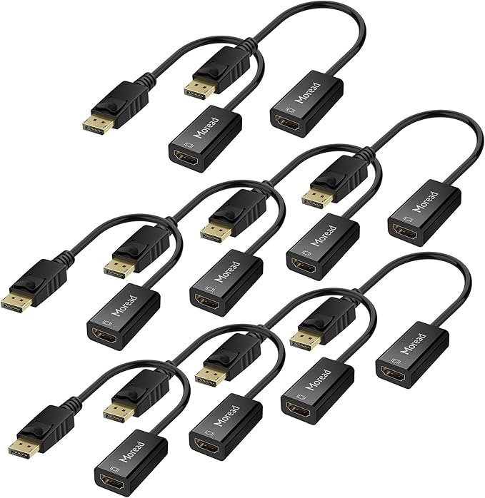 4K DisplayPort to HDMI Adapter, 10 Pack, Uni-Directional Gold-Plated Display by MoreadDirect