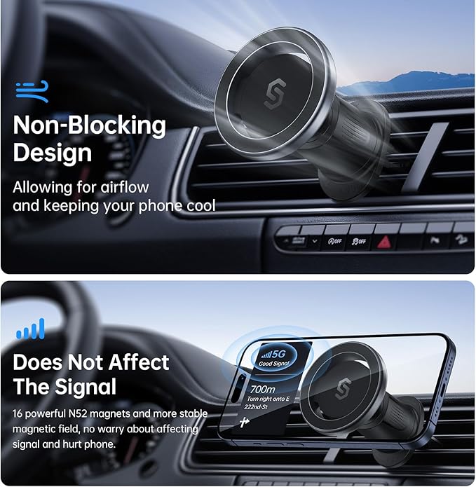 SYNCWIRE for MagSafe Car Mount, Flexible Rotation Magnetic Phone Holder for Car - Image 7