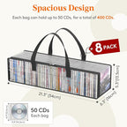 Lifewit CD Storage Bags, Front Window Zipper Design, Stackable Media Organizer - Image 2