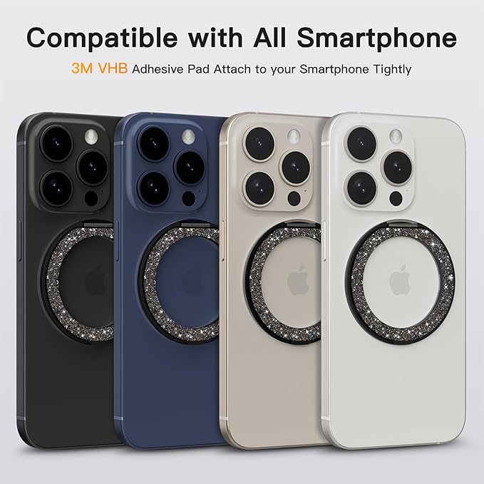COOLQO 2Pcs 360 Spin Cell Grip Ring Phone Stand Magnetic Holders - Image 2