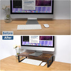 ARCOBIS 20 Inch Monitor Riser, Wood & Metal Computer Monitor Stand Riser - Image 4
