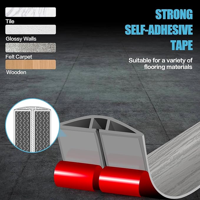 Floor Cord Cover Cavity 0.8"x0.37" Self Adhesive Cord Hider, 10FT Low Profile - Image 4