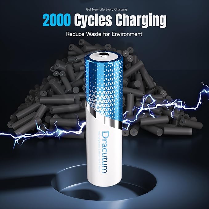 3600mWh Rechargeable Lithium AA Batteries, 16 Pack Long Lasting 1.5V AA Li-ion - Image 3