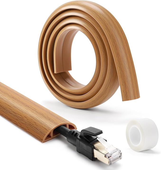 Floor Cord Cover 4ft, Cord Hider Floor Yellow Oak Wood, Cable Management - Image 7