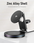 2025 Upgraded Qi2 Foldable 360º Rotatable Zinc Alloy 3 in 1 Magnetic Wireless - Image 3
